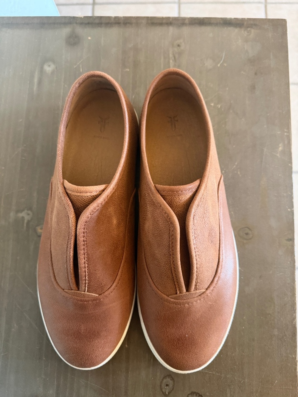 Frye Women's Slip-On Leather Loafers - Cognac Brown